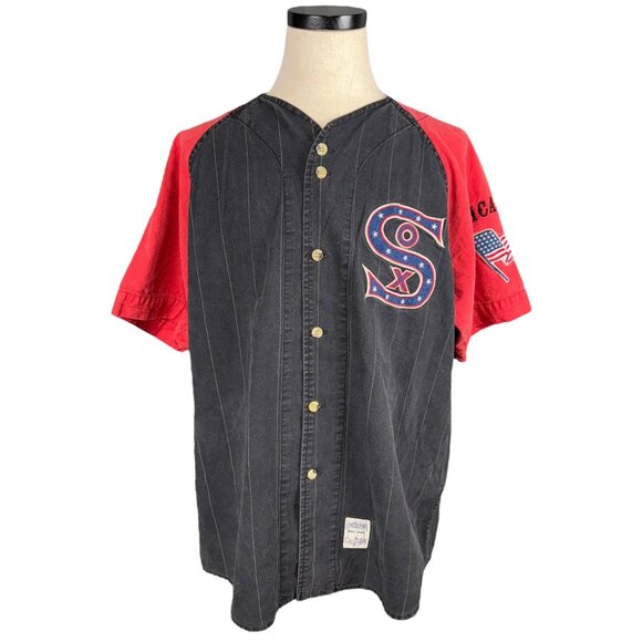 Vintage Mirage 90s Chicago White Sox Button-Up Shirt Black/Red Large - Picture 1 of 13